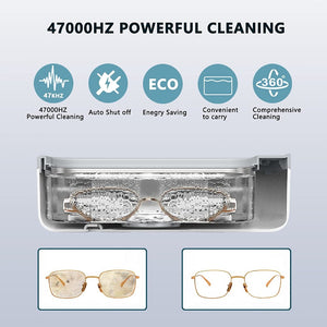 Ultrasonic Eyeglasses Cleaner for All Glasses Jewelry Watches Portable Low Noise Cleaning Machine