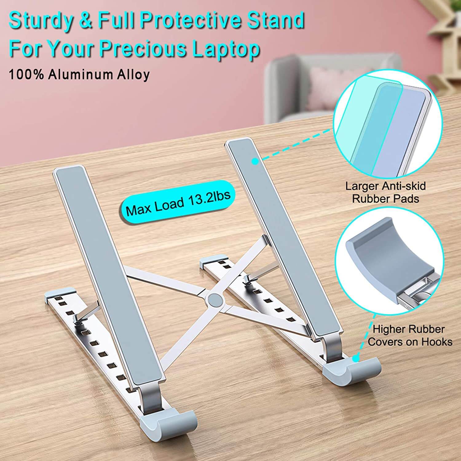 Aluminum Laptop Stand 9 Angles Adjustable Holder Ergonomic Foldable Portable Computer Tablet Stand