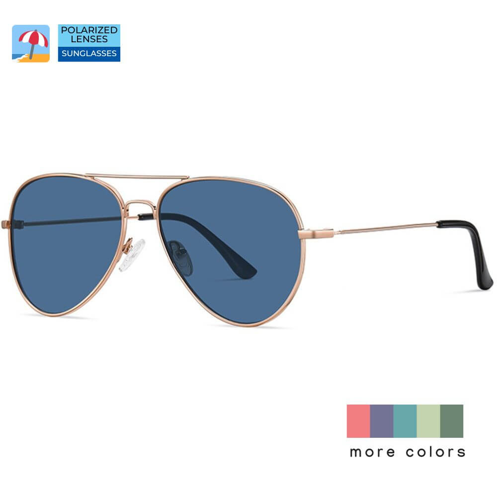 Aviator Reverse Sunglasses Classic Pilot Metal Frame Polarized 100% UV Protection Inverted Concave Lenses Unisex 57 Eyesize Shades