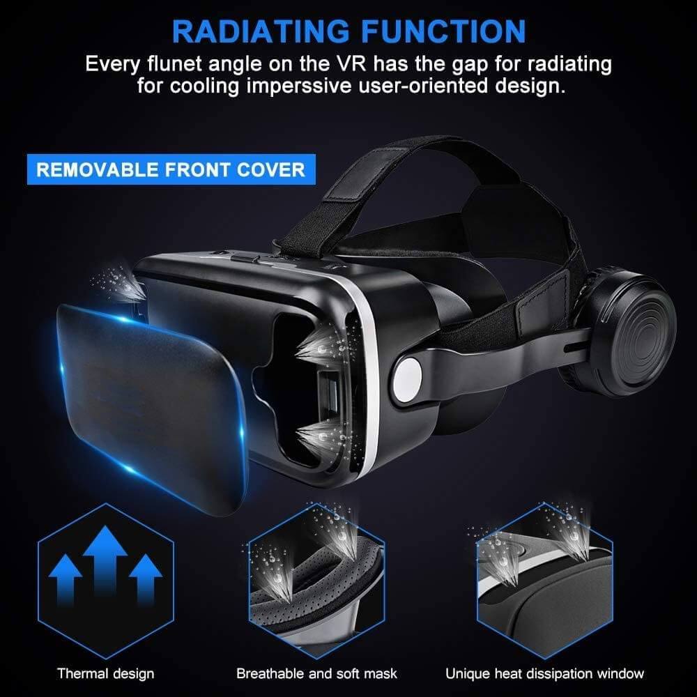 VR Headset with Remote Control 3D Glasses Metaverse Virtual Reality Headset for Metaverse VR Games 3D Movies iPhone and Android