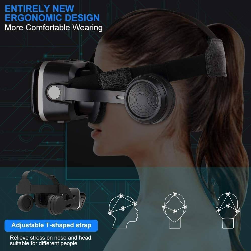 VR Headset with Remote Control 3D Glasses Metaverse Virtual Reality Headset for Metaverse VR Games 3D Movies iPhone and Android