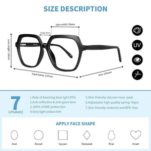 Blue Light Blocking Glasses for Computer Gaming Square Frame - Roxie