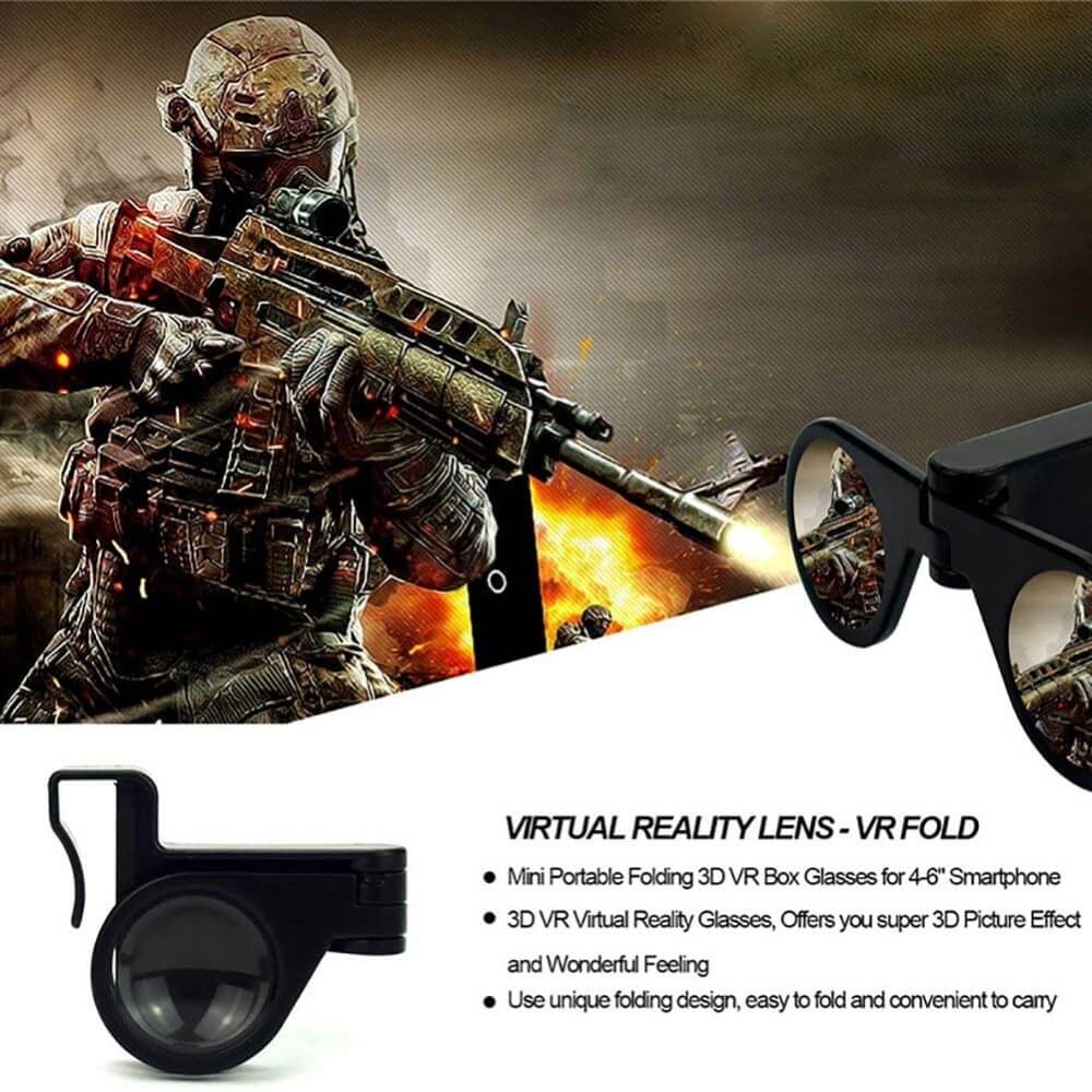 Portable VR Glasses for Smartphone Foldable Mini Virtual Reality Headset Compatible with iPhone and Android