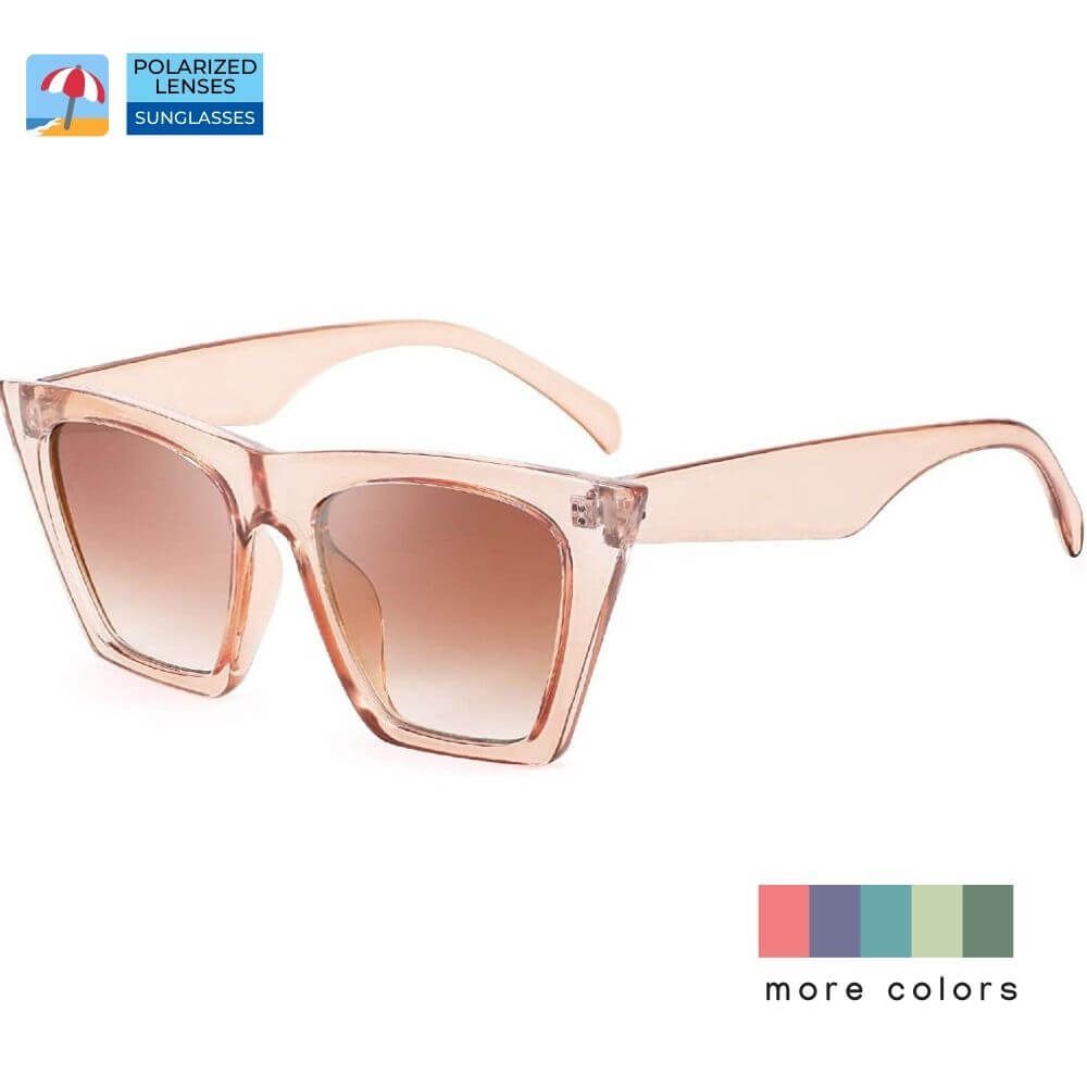 Vintage Cateye Polarized Women Sunglasses Trendy Oversized Frame