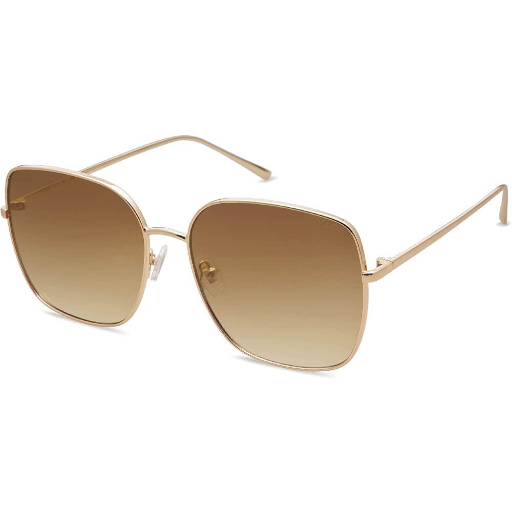 Trendy Oversized Square Metal Frame Sunglasses Flat Mirrored Lens UV Protection for Women Men - Nala