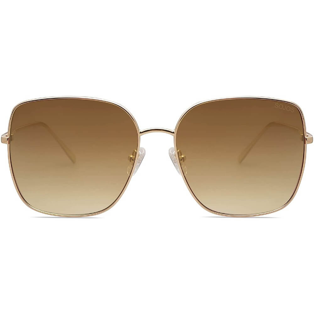 Trendy Oversized Square Metal Frame Sunglasses Flat Mirrored Lens UV Protection for Women Men - Nala