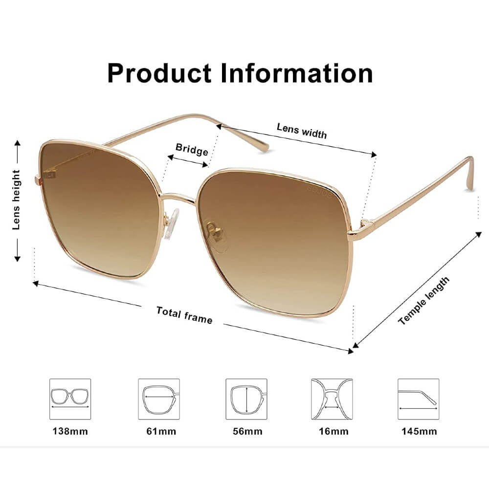 Trendy Oversized Square Metal Frame Sunglasses Flat Mirrored Lens UV Protection for Women Men - Nala