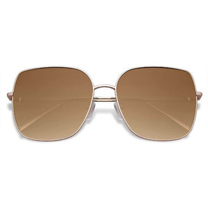 Trendy Oversized Square Metal Frame Sunglasses Flat Mirrored Lens UV Protection for Women Men - Nala