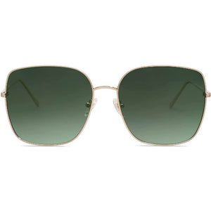 Trendy Oversized Square Metal Frame Sunglasses Flat Mirrored Lens UV Protection for Women Men - Nala