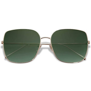 Trendy Oversized Square Metal Frame Sunglasses Flat Mirrored Lens UV Protection for Women Men - Nala