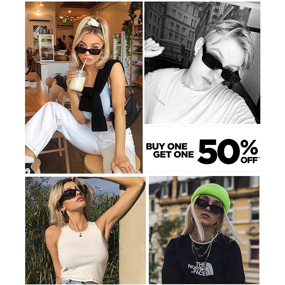 Rectangle Sunglasses Retro Driving Glasses 90s Vintage Fashion Narrow Square Frame - Jessie