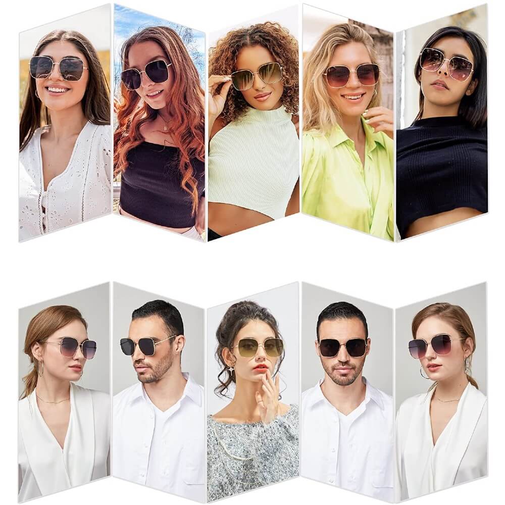 Trendy Oversized Square Metal Frame Sunglasses Flat Mirrored Lens UV Protection for Women Men - Nala