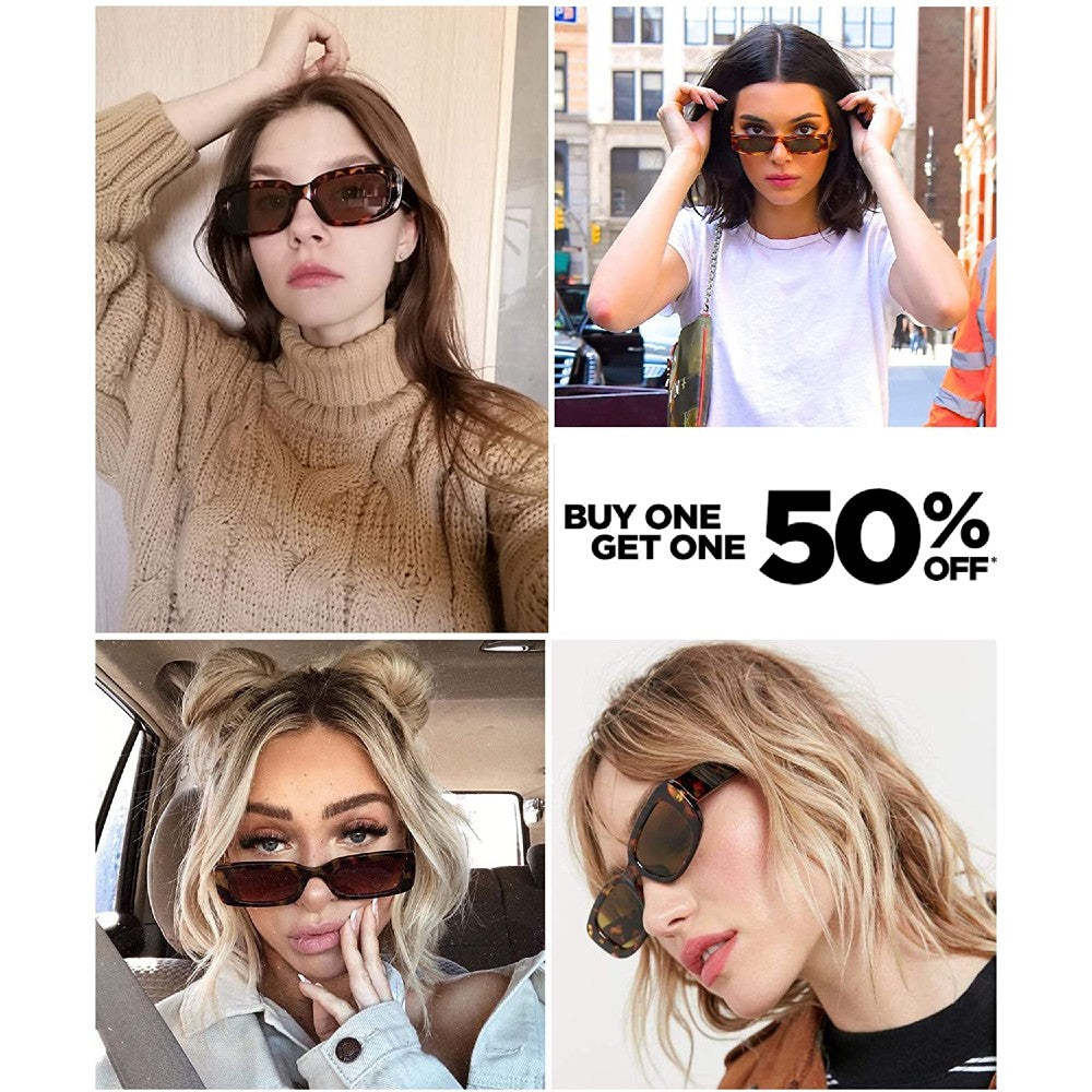 Rectangle Sunglasses Retro Driving Glasses 90s Vintage Fashion Narrow Square Frame - Jessie