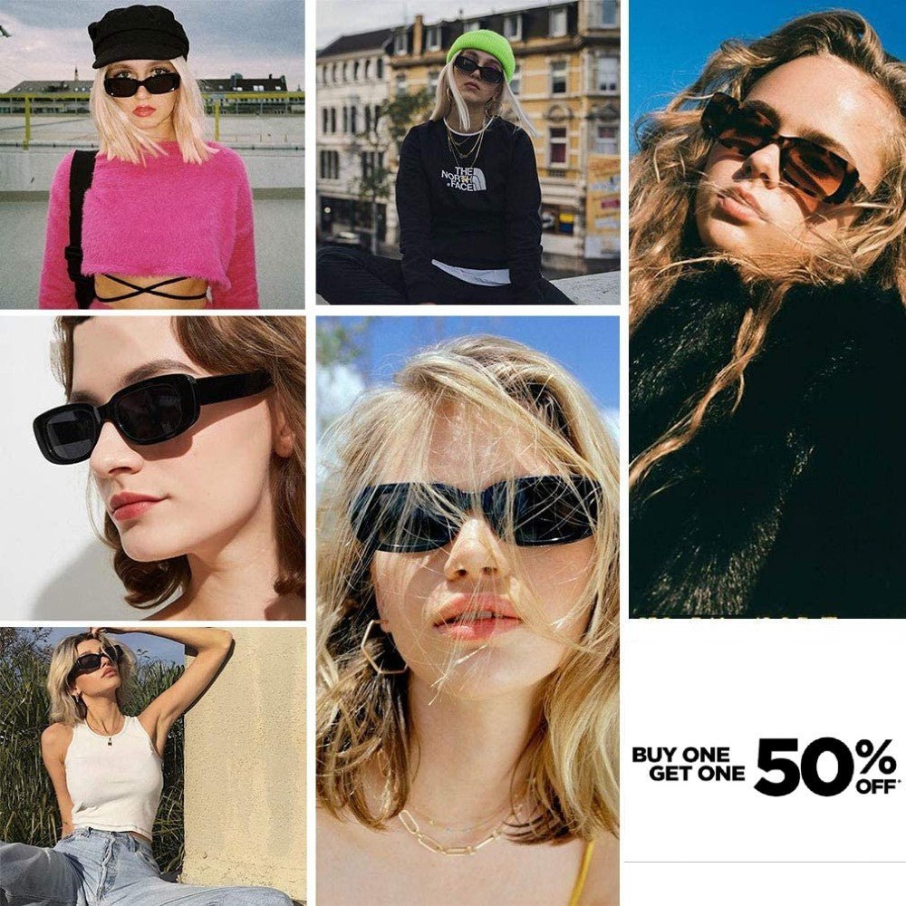 Rectangle Sunglasses Retro Driving Glasses 90s Vintage Fashion Narrow Square Frame - Jessie