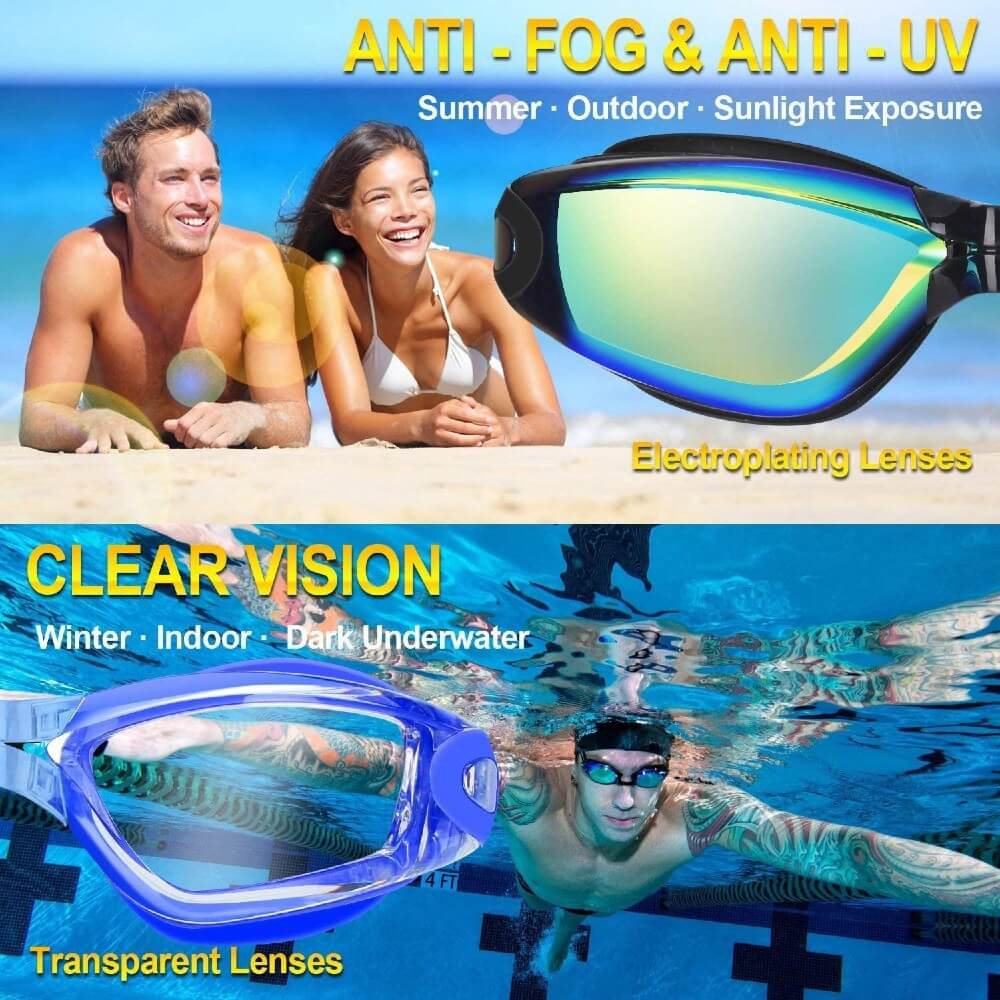 Swim Goggles No Leaking Anti Fog UV Protection Swimming Goggles for Women and Men