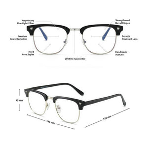 Blue Light Glasses for Computer Anti Glare Half Frame Clubmaster - Teddith Blue Light Blocking Glasses for Computer Gaming Anti Glare Reduce Eye Strain Screen Glasses