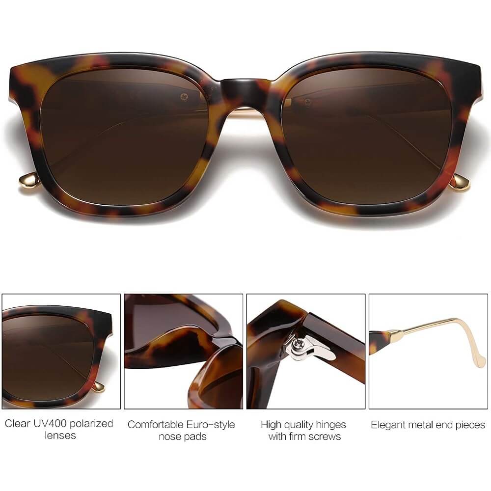 Classic Square Polarized Sunglasses Retro Trendy UV400 Sunnies for Women Men - June